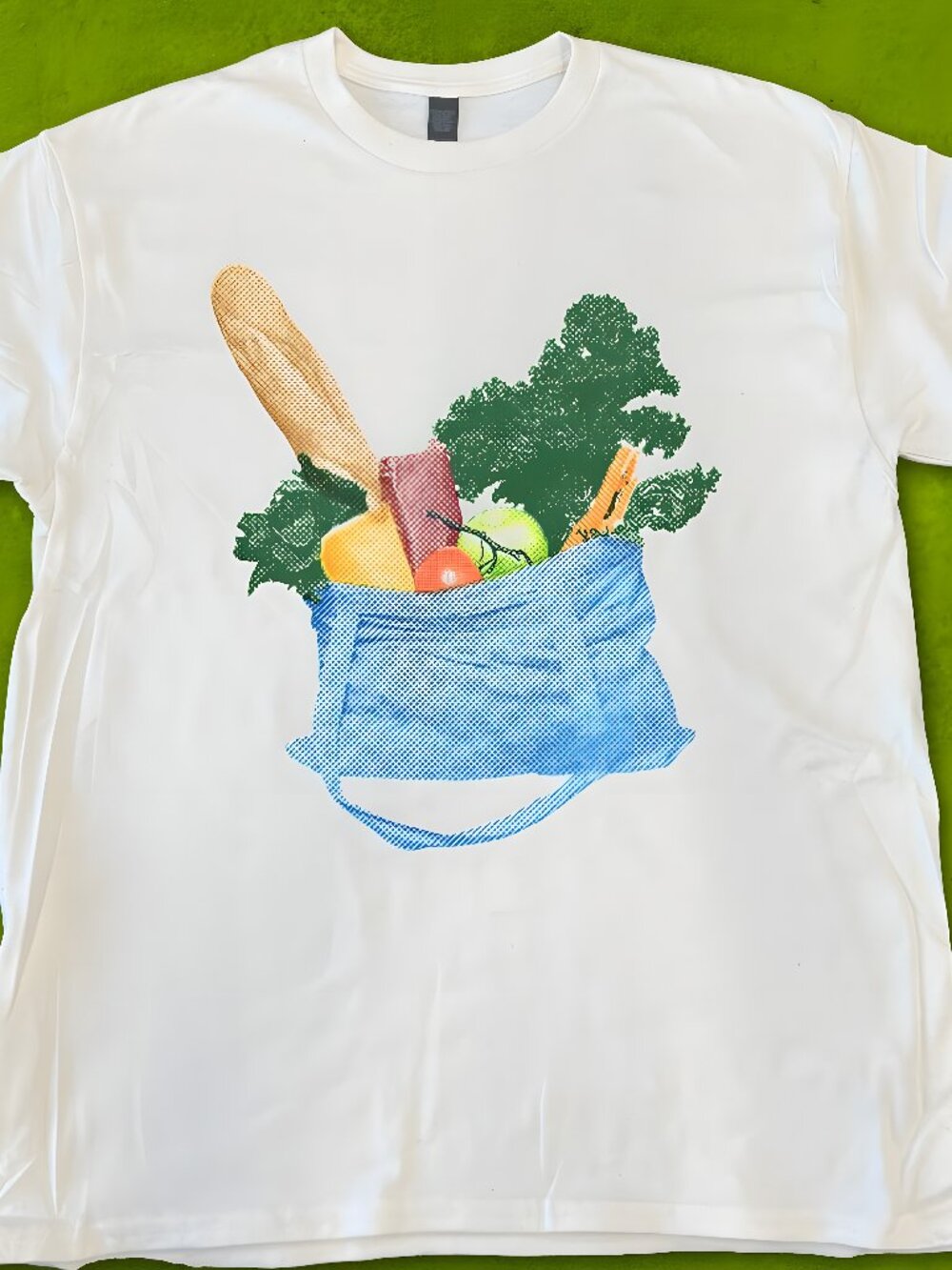 VINTAGE STYLE Grocery Bag Graphic Tee White printed T-shirt for both men and wom